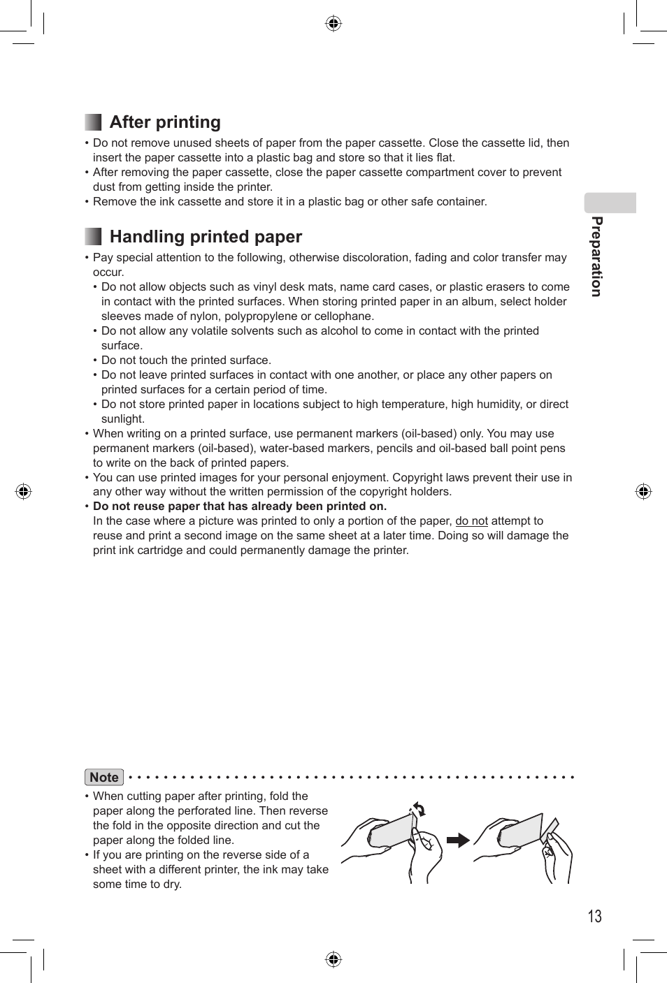 After printing, Handling printed paper | Panasonic KX-PX2M User Manual | Page 13 / 80