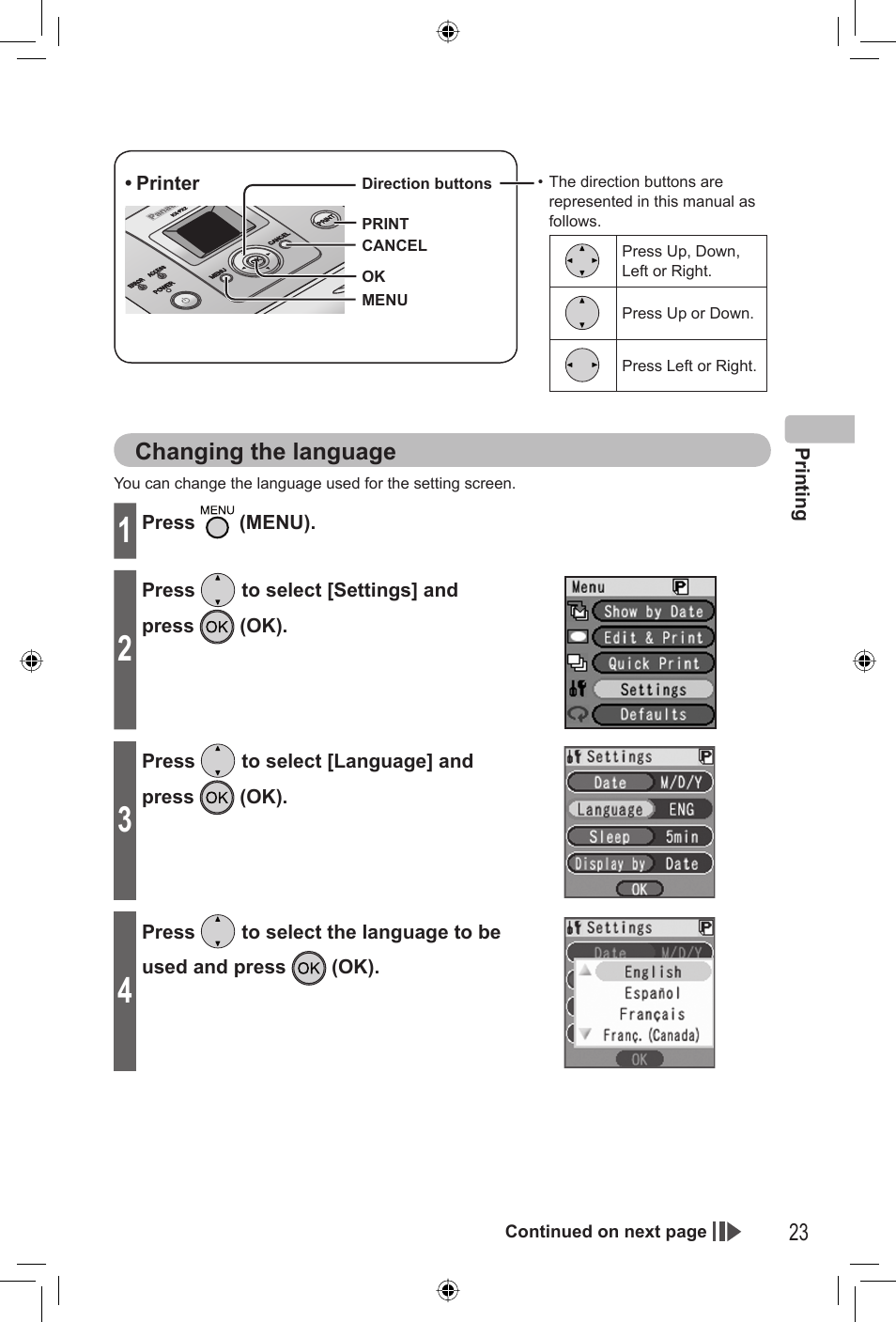 Changing the language | Panasonic KX-PX2M User Manual | Page 23 / 80