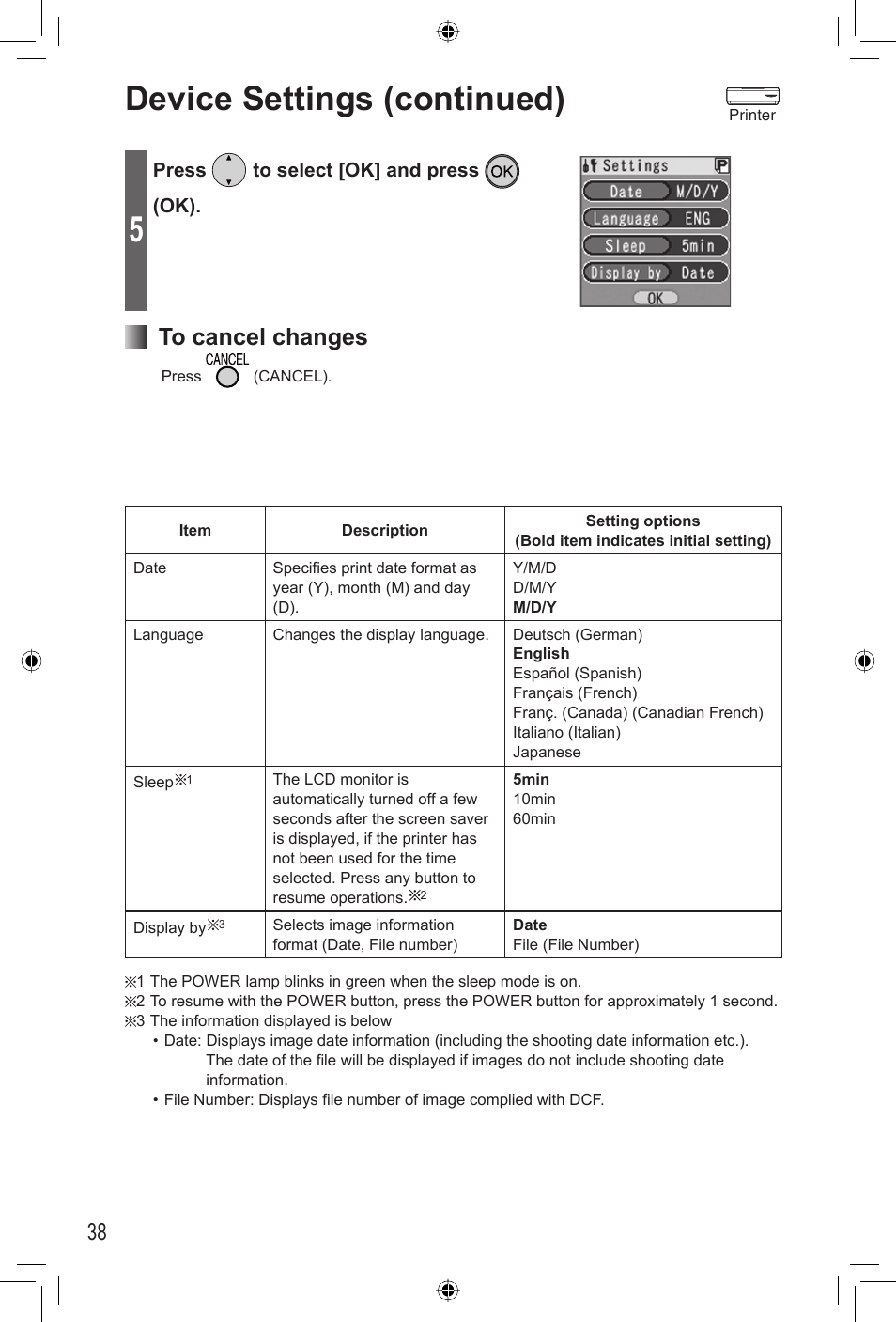 Device settings (continued) | Panasonic KX-PX2M User Manual | Page 38 / 80