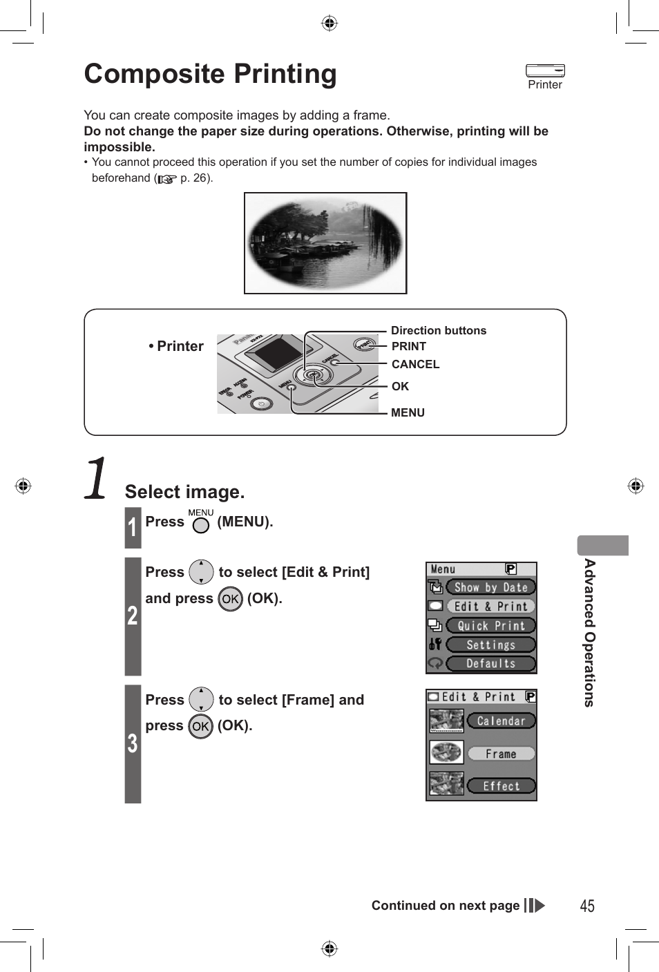 Composite printing, Select image | Panasonic KX-PX2M User Manual | Page 45 / 80