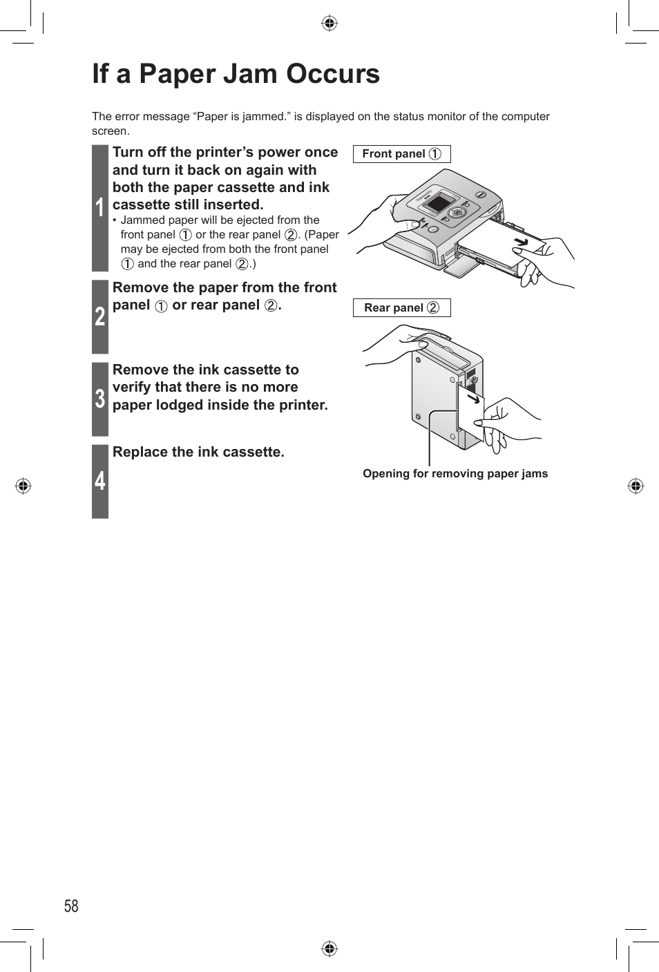 Others, If a paper jam occurs | Panasonic KX-PX2M User Manual | Page 58 / 80