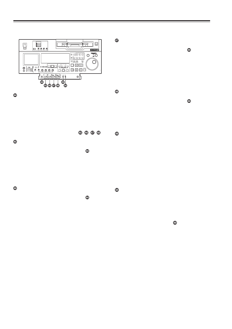 Parts and their functions, Front panel, Continued) | A ] ^ _ ` b | Panasonic AJ-SD965 User Manual | Page 14 / 86