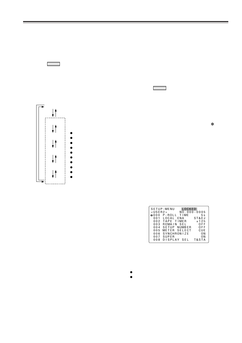 Setup menus, Changing the file, Setting and releasing the lock mode | Panasonic AJ-SD965 User Manual | Page 35 / 86