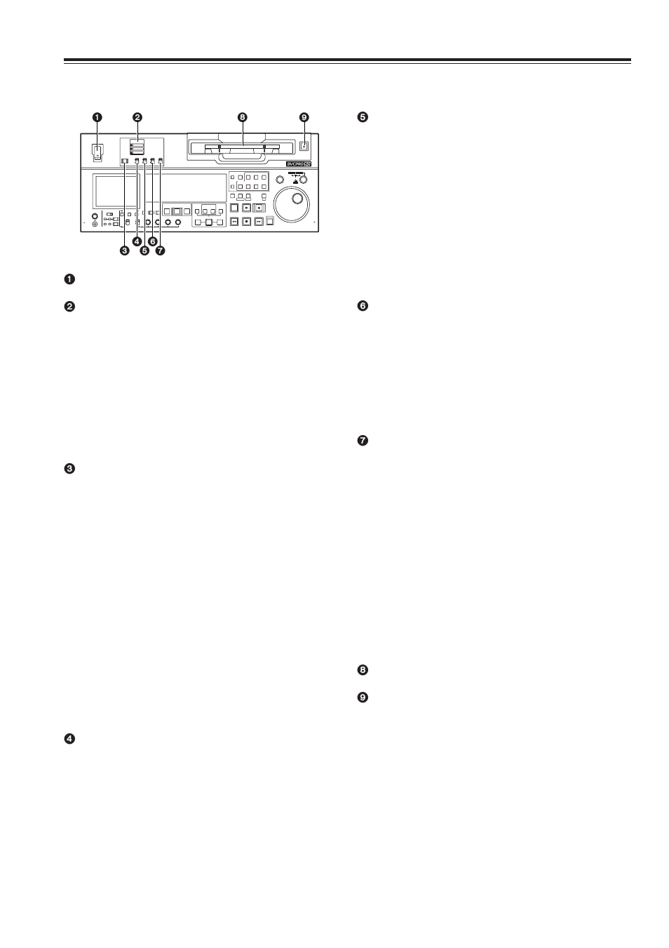 Parts and their functions, Front panel | Panasonic AJ-SD965 User Manual | Page 7 / 86