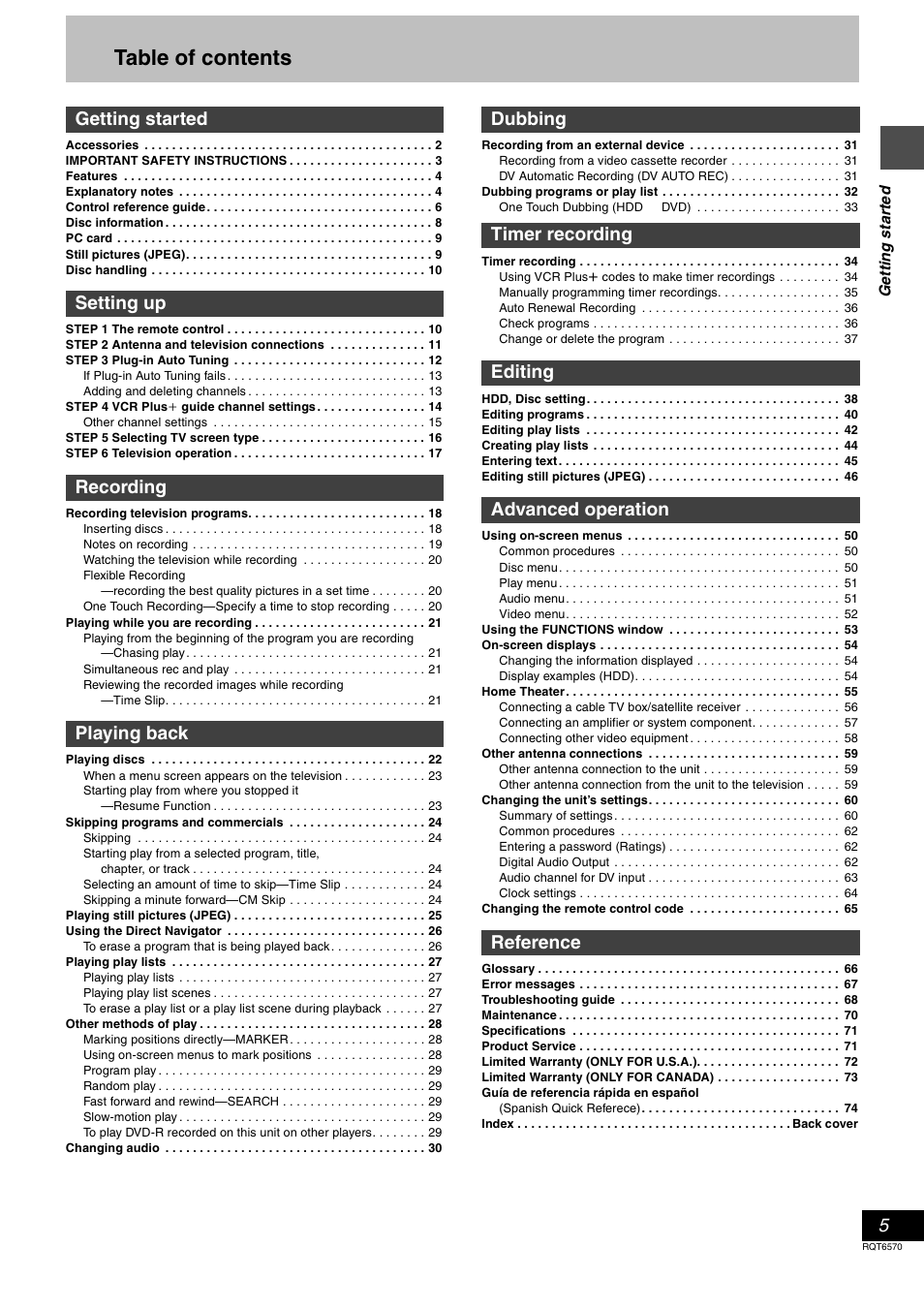 Panasonic DMR-HS2 User Manual | Page 5 / 76