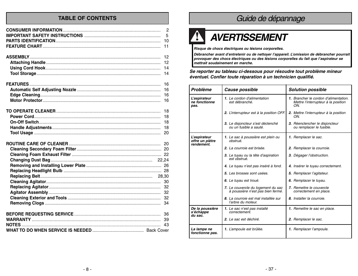 Panasonic MC-V5706 User Manual | Page 37 / 44