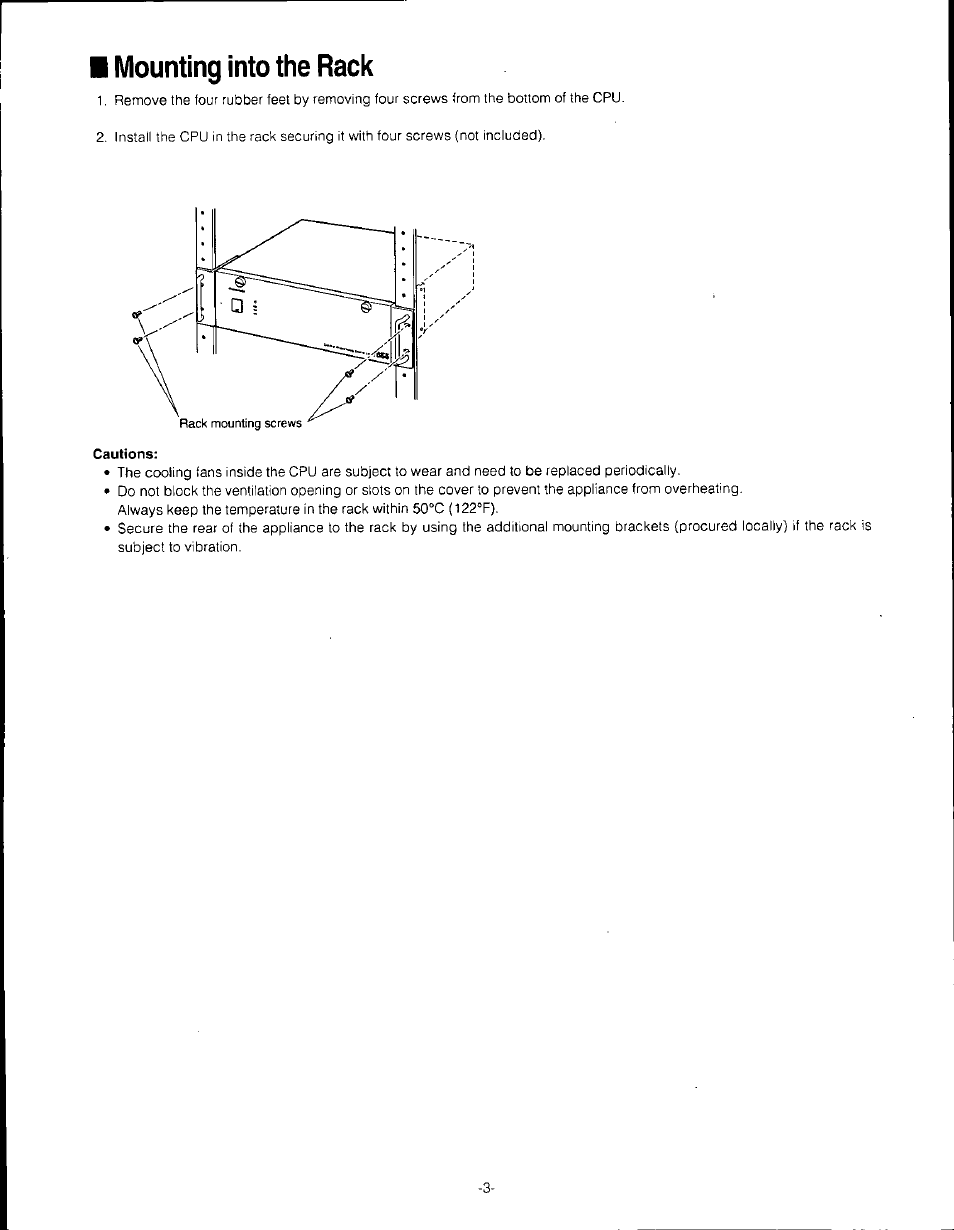 I mounting into the rack | Panasonic WJ-MPU855 User Manual | Page 3 / 4