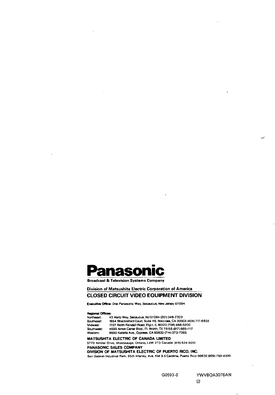 Panasonic | Panasonic WVCF20 User Manual | Page 12 / 12