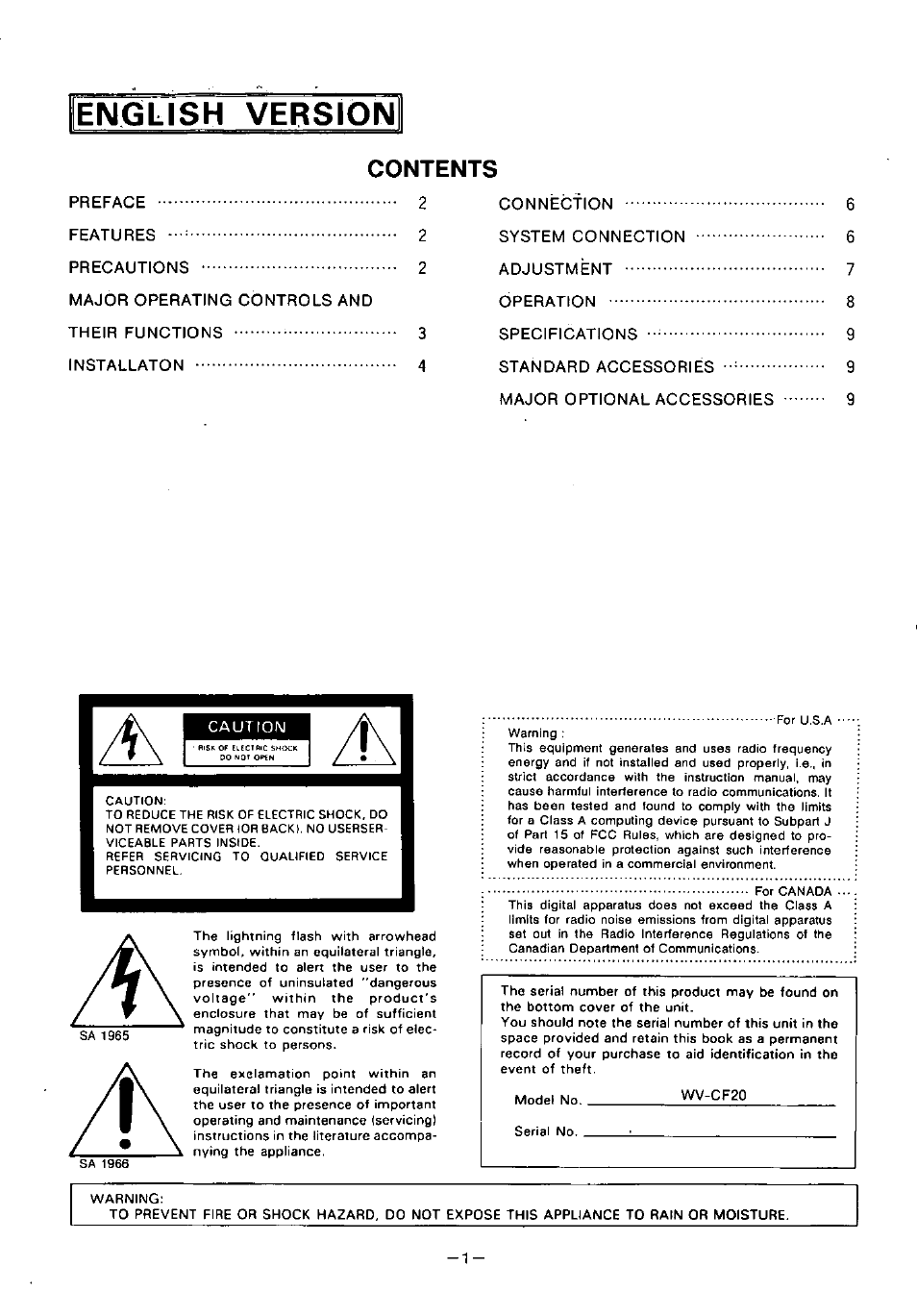 Panasonic WVCF20 User Manual | Page 2 / 12