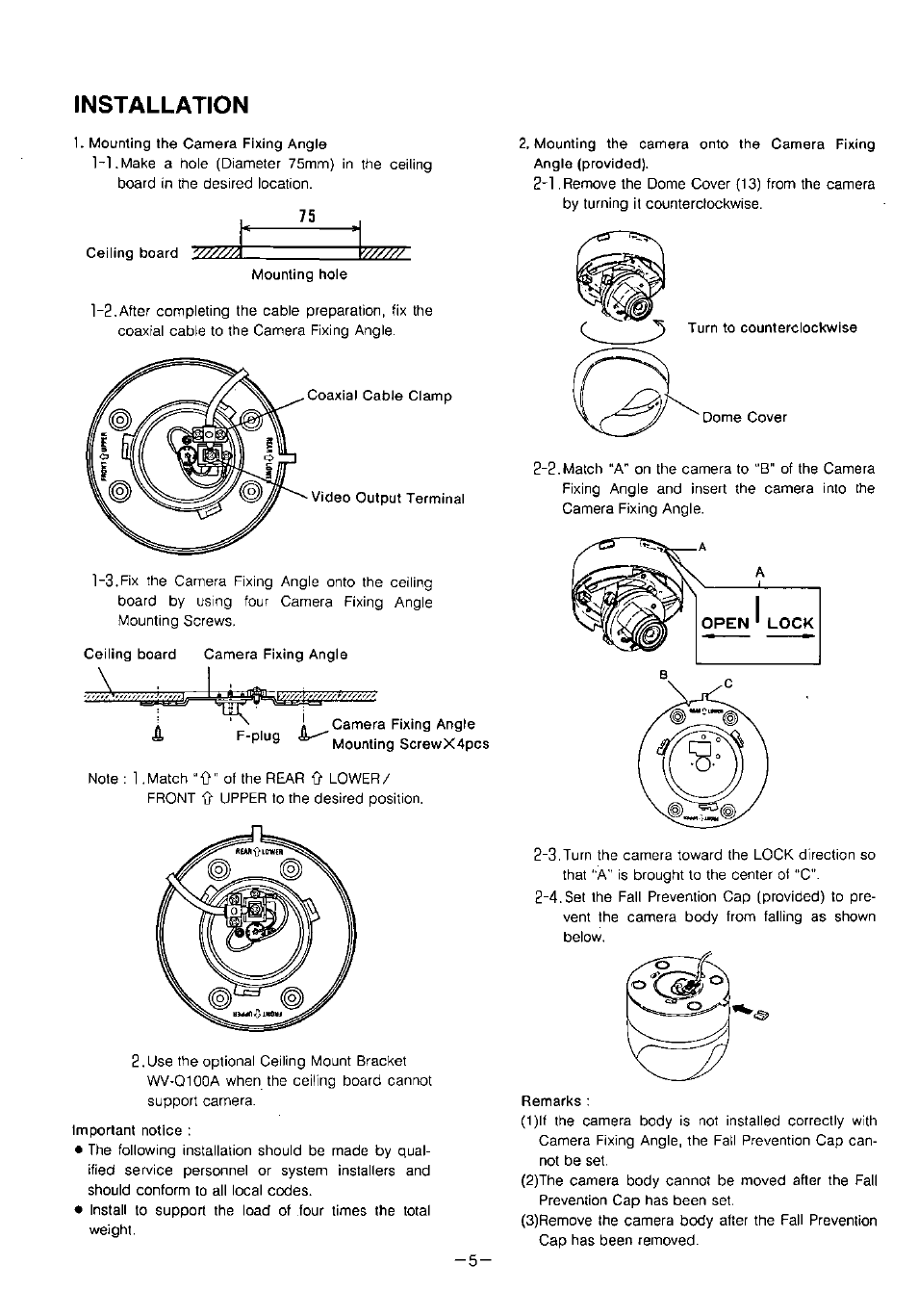 Installation | Panasonic WVCF20 User Manual | Page 6 / 12