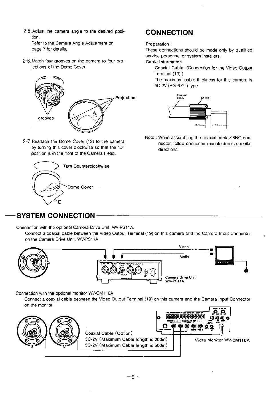 S> ® ® ® g, Connection, System connection | Panasonic WVCF20 User Manual | Page 7 / 12