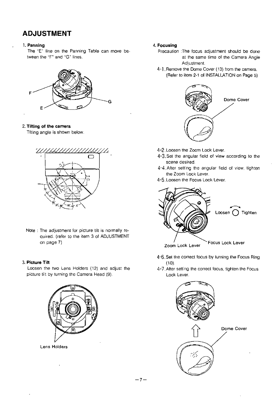 Adjustment | Panasonic WVCF20 User Manual | Page 8 / 12