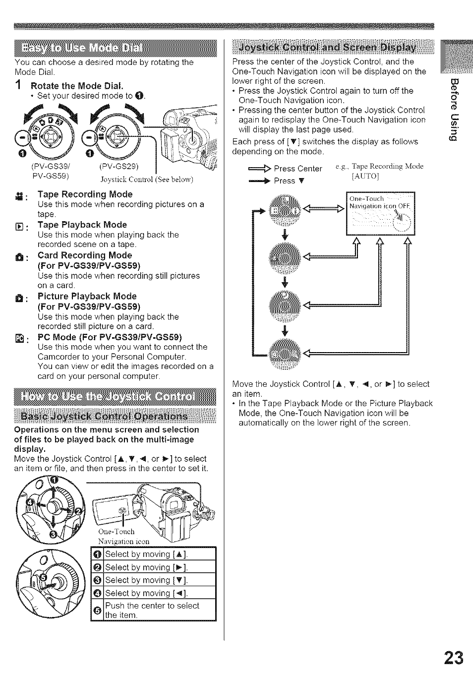 E.g,, t-ipe recording mode [auto | Panasonic PV-GS39 User Manual | Page 23 / 92