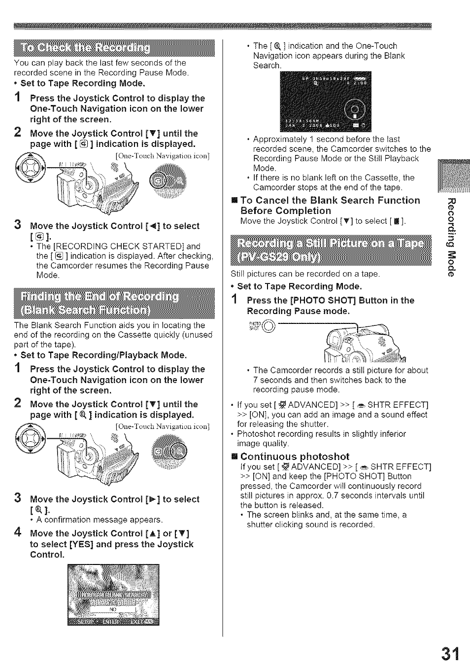 Oiie-touch navigation icon, One-touch navigation icon | Panasonic PV-GS39 User Manual | Page 31 / 92