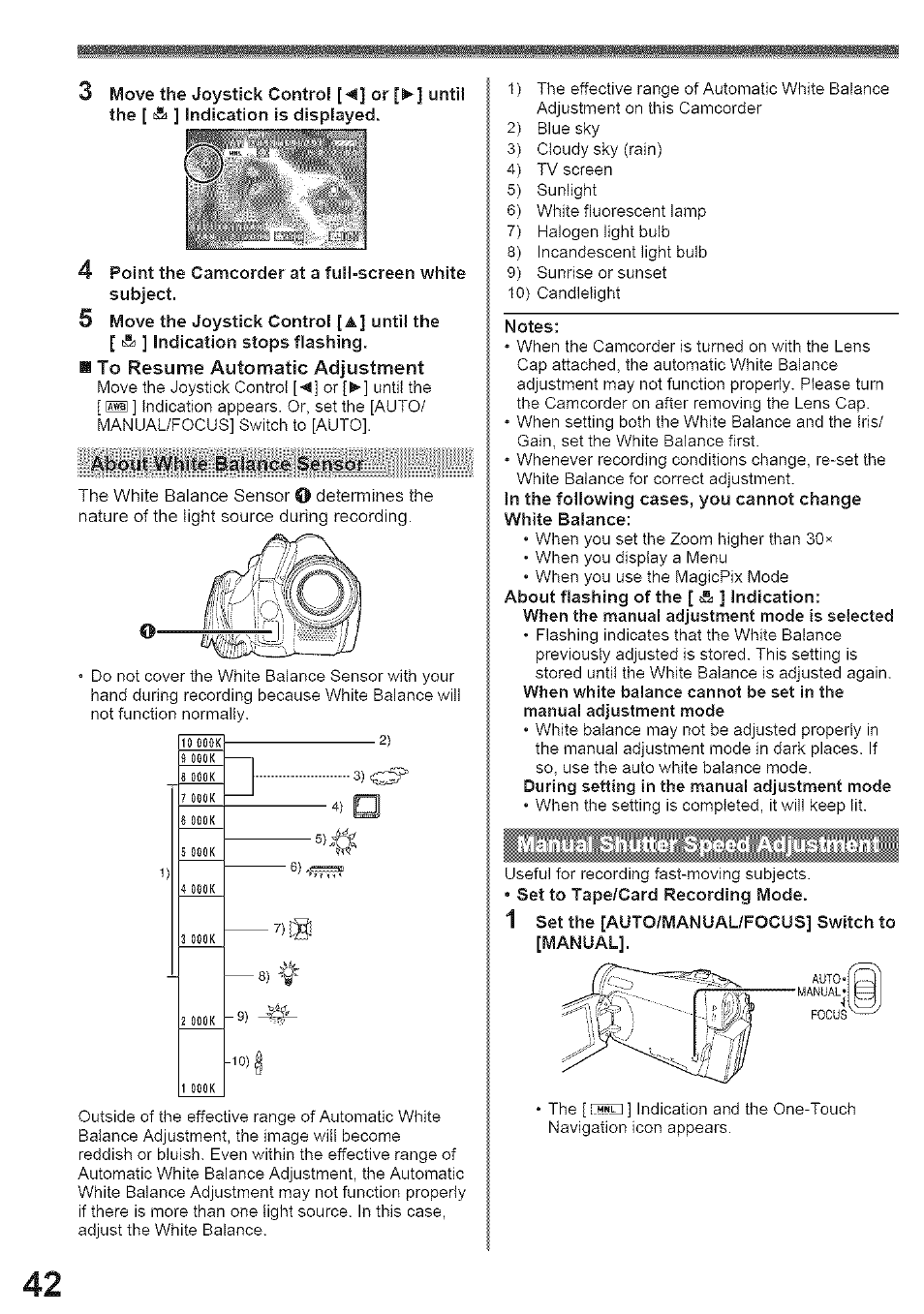 Manual shutter speed adjustment | Panasonic PV-GS39 User Manual | Page 42 / 92