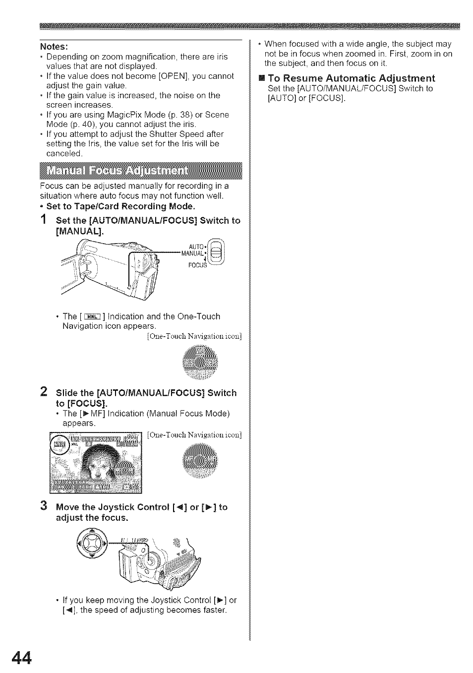 Oiie-toiicli navigation icon, One-toiidi navigation icon | Panasonic PV-GS39 User Manual | Page 44 / 92