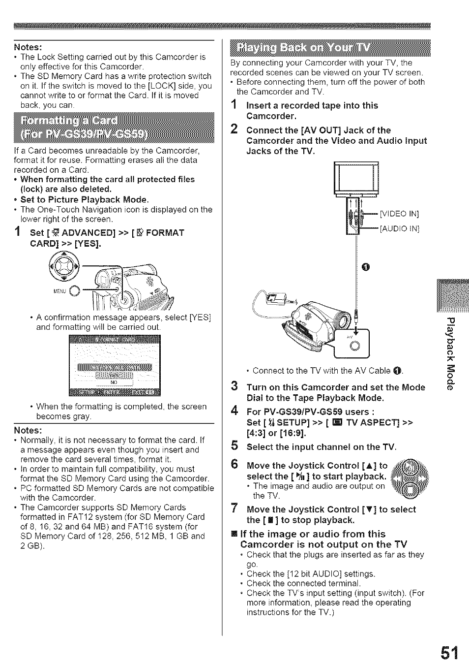 Formatting a card (for pv-gs39/pv-gs59) | Panasonic PV-GS39 User Manual | Page 51 / 92