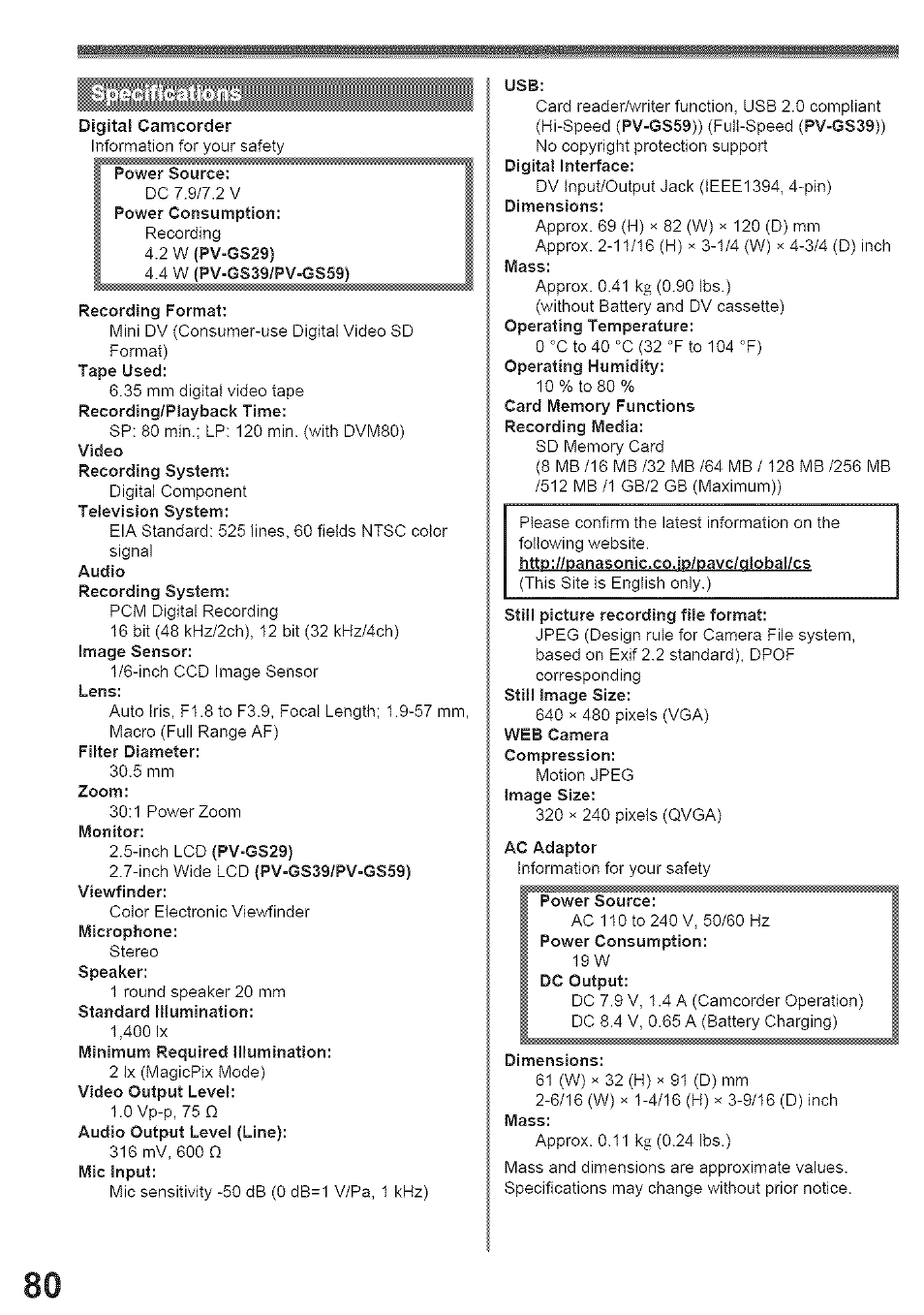 Panasonic PV-GS39 User Manual | Page 80 / 92