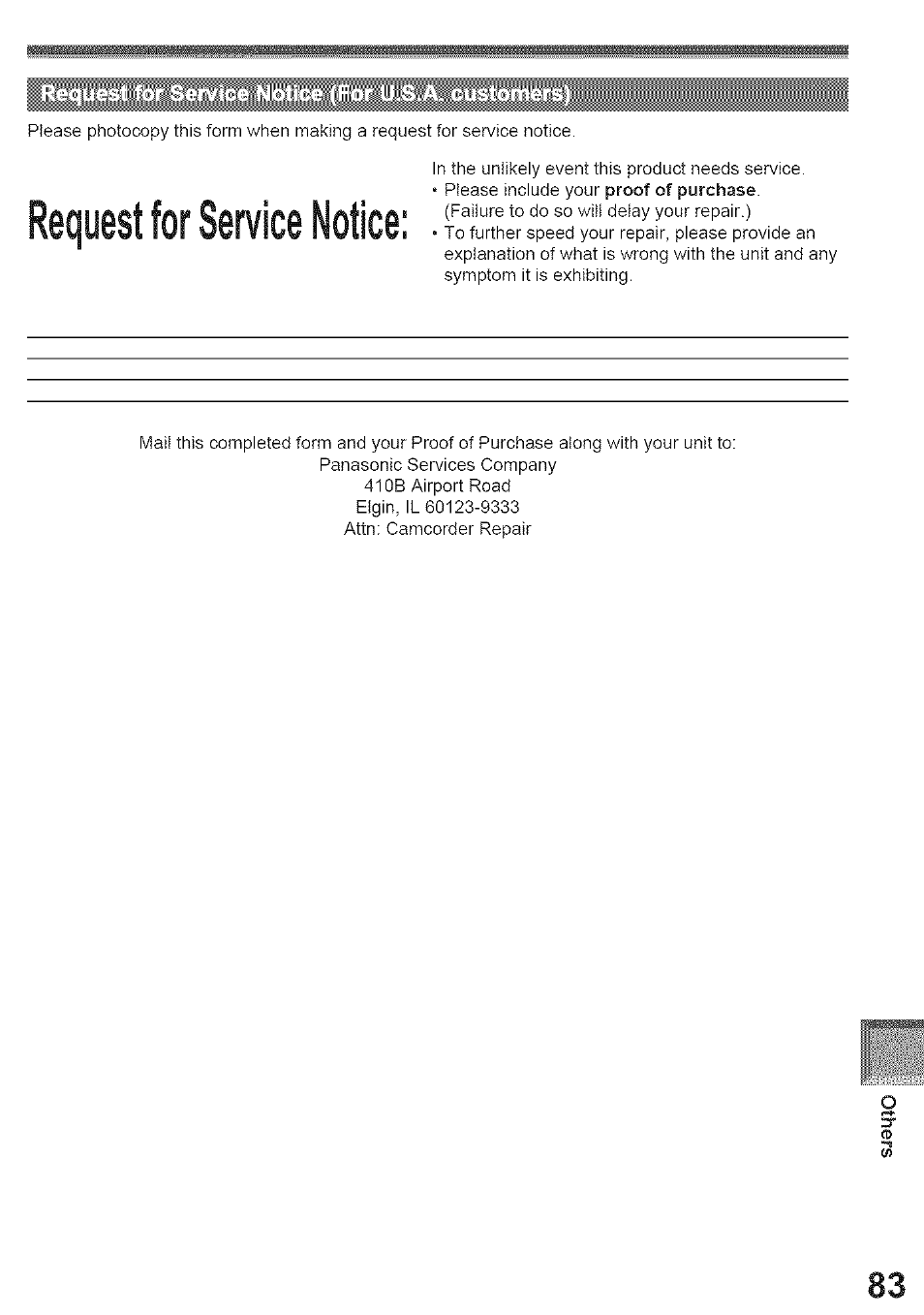 Request for service notice | Panasonic PV-GS39 User Manual | Page 83 / 92