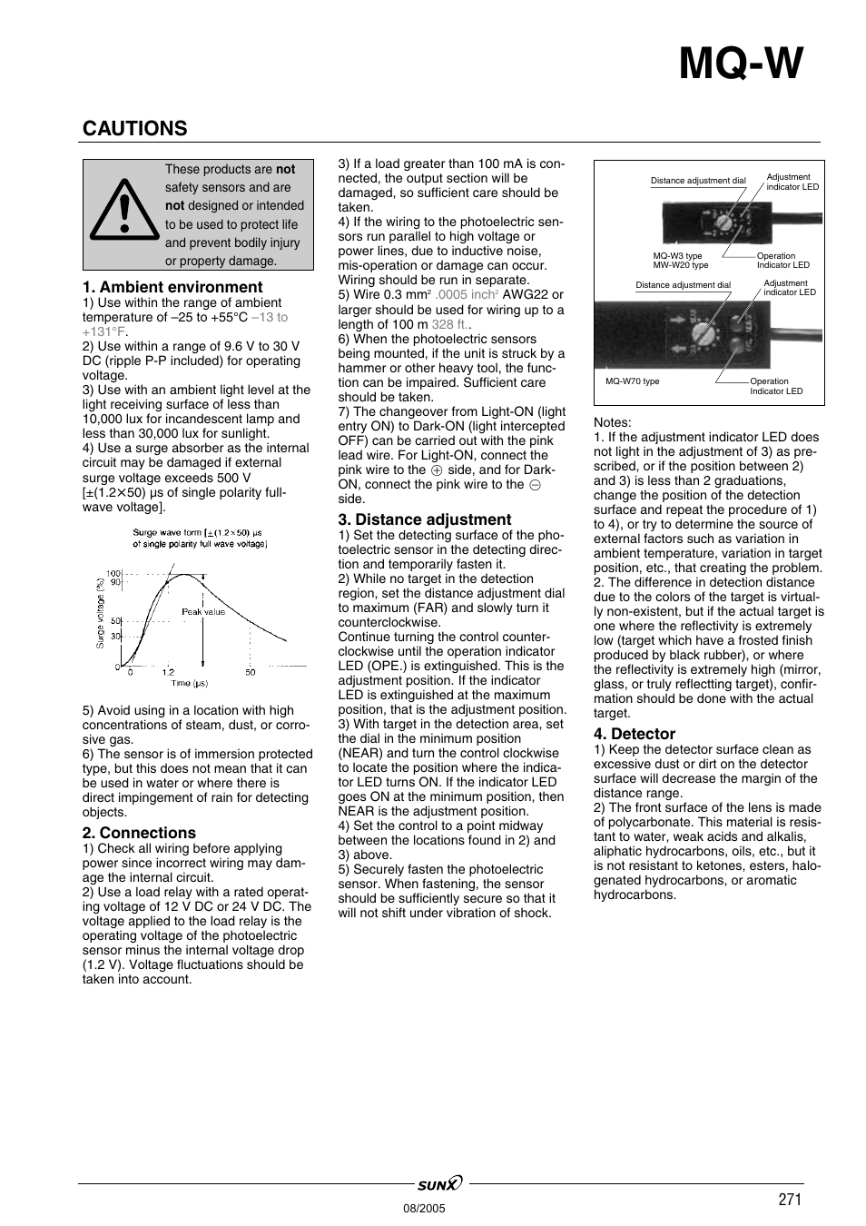 Mq-w, Cautions | Panasonic MQ-W3 User Manual | Page 6 / 6