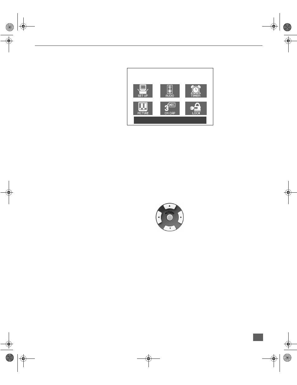 Main menu, Action button, Ch / vol buttons | Remote control, Exit | Panasonic CT-3272S User Manual | Page 12 / 38