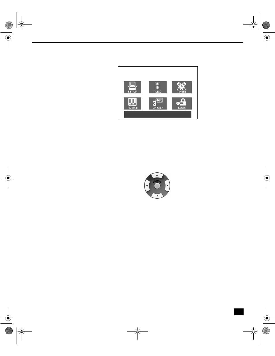 Menu principal, Boton action, Botones ch / vol | Control remoto, Menú principal, Exit, Botón action, Botones para accesar opciones | Panasonic CT-3272S User Manual | Page 31 / 38