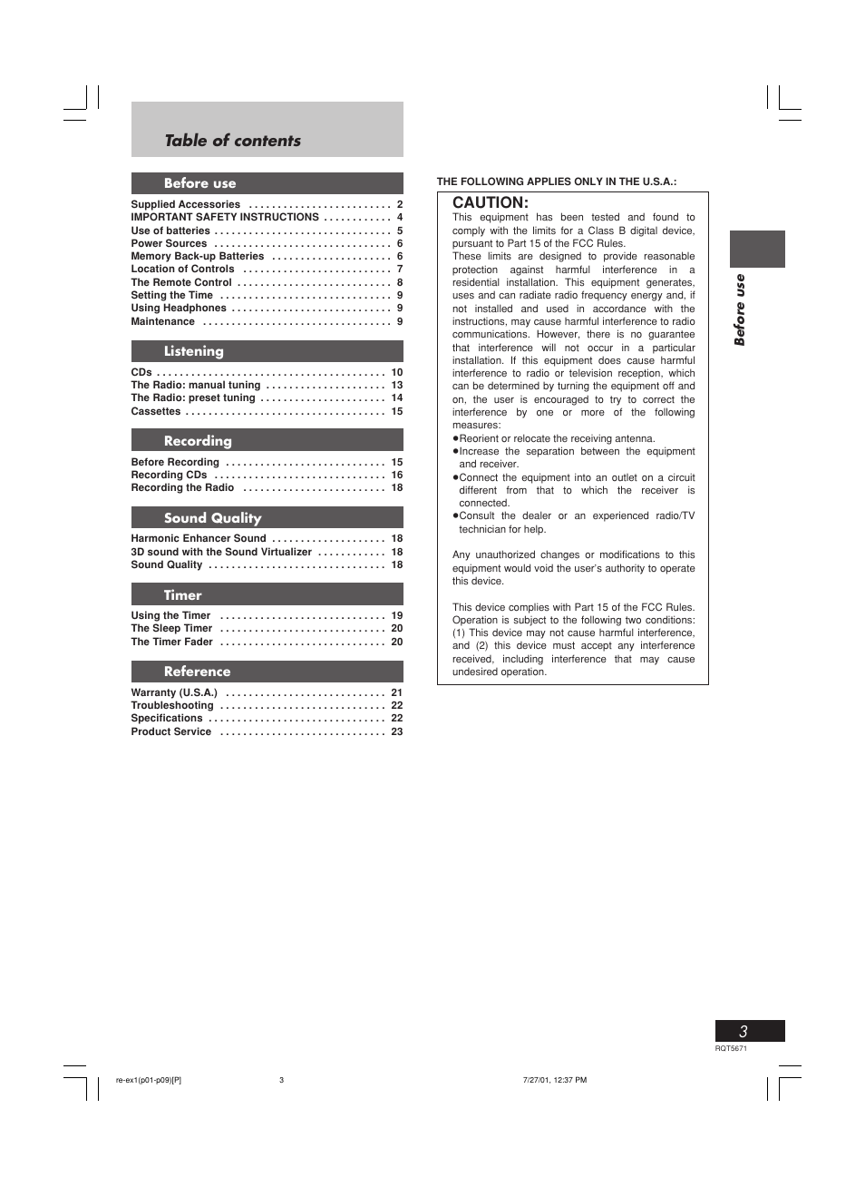 Panasonic RX-EX1 User Manual | Page 3 / 24