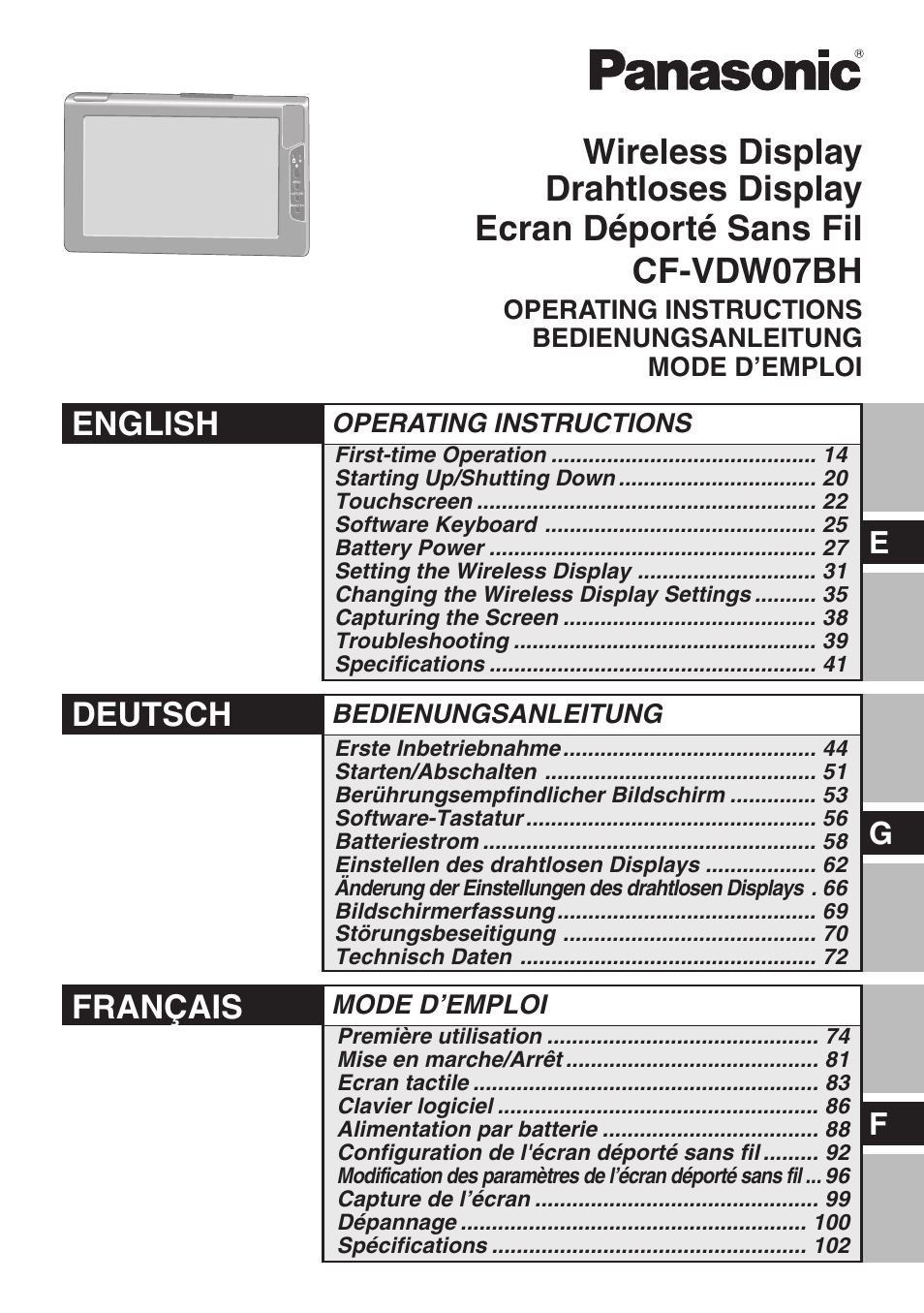 Panasonic CF-VDW07BH User Manual | 104 pages