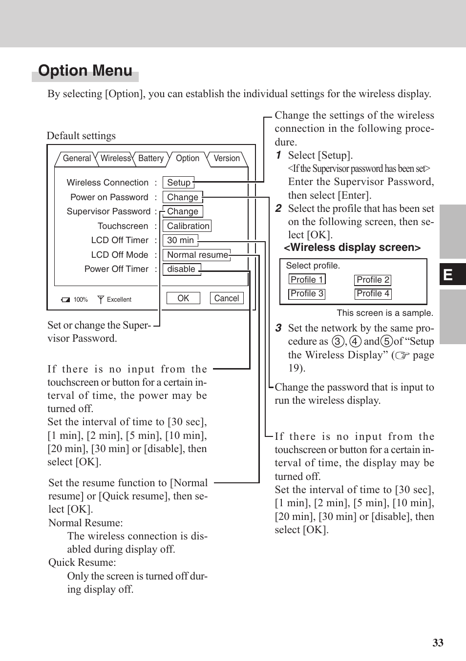 Eoption menu | Panasonic CF-VDW07BH User Manual | Page 33 / 104