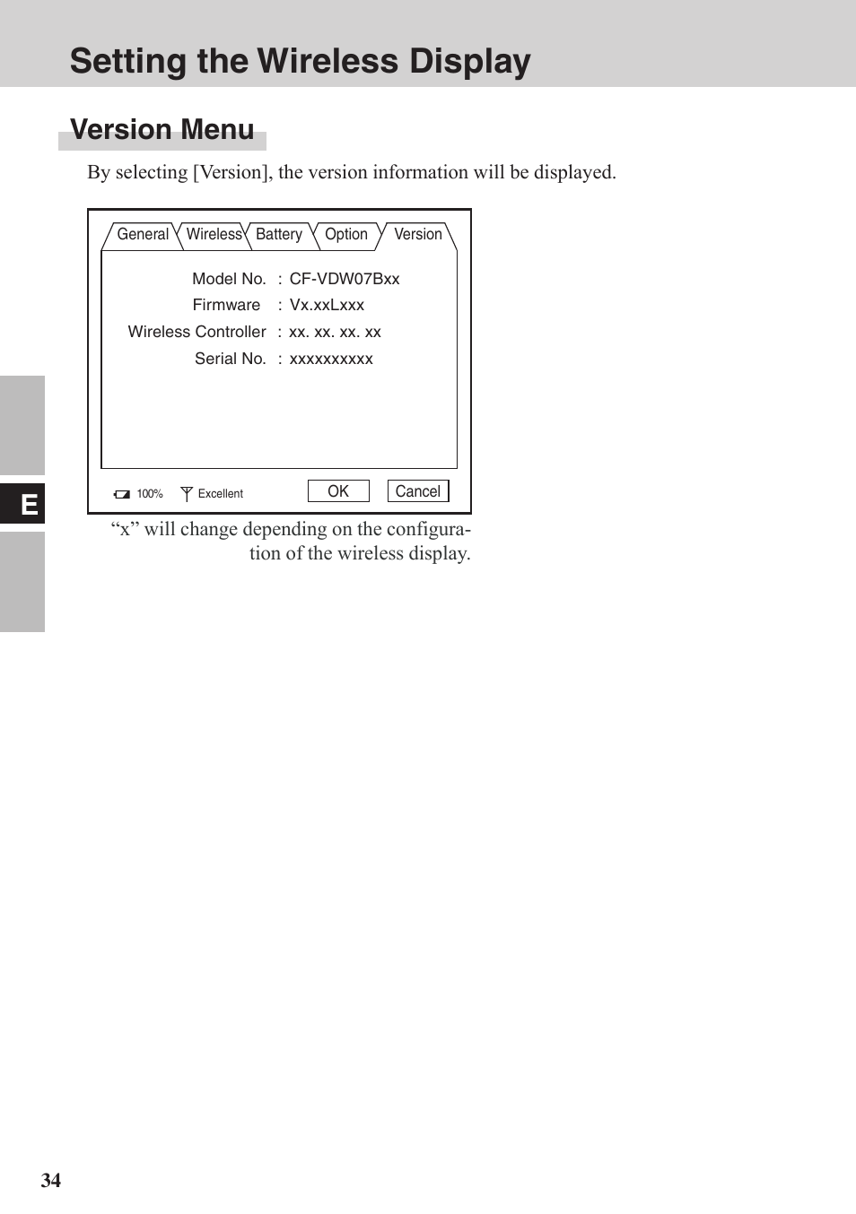 Setting the wireless display, Eversion menu | Panasonic CF-VDW07BH User Manual | Page 34 / 104