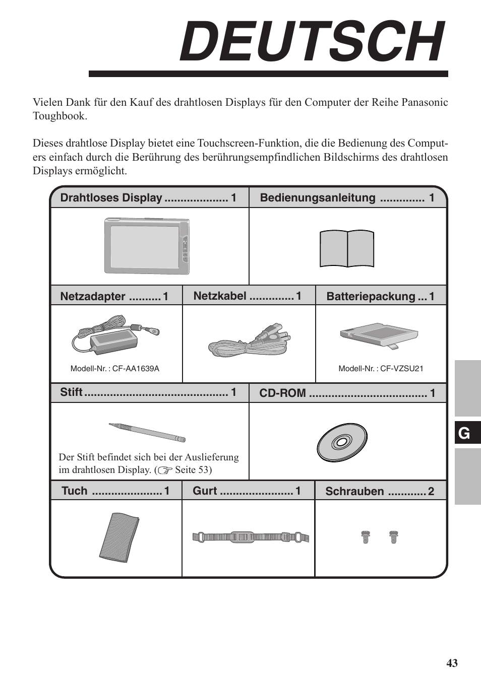 Deutsch | Panasonic CF-VDW07BH User Manual | Page 43 / 104