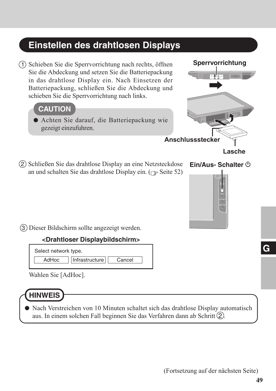 Einstellen des drahtlosen displays | Panasonic CF-VDW07BH User Manual | Page 49 / 104