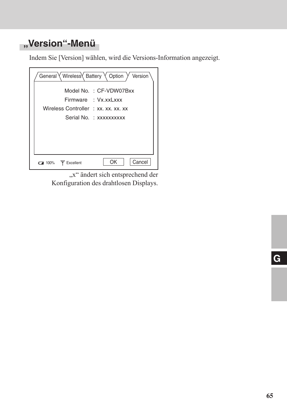 G„version“-menü | Panasonic CF-VDW07BH User Manual | Page 65 / 104