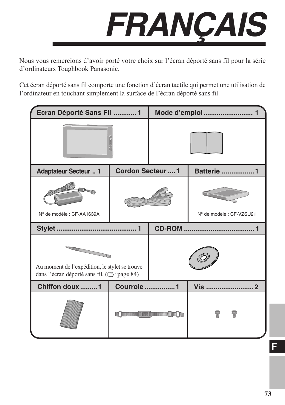 Français | Panasonic CF-VDW07BH User Manual | Page 73 / 104