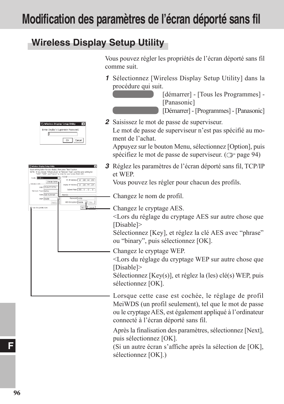 Wireless display setup utility | Panasonic CF-VDW07BH User Manual | Page 96 / 104