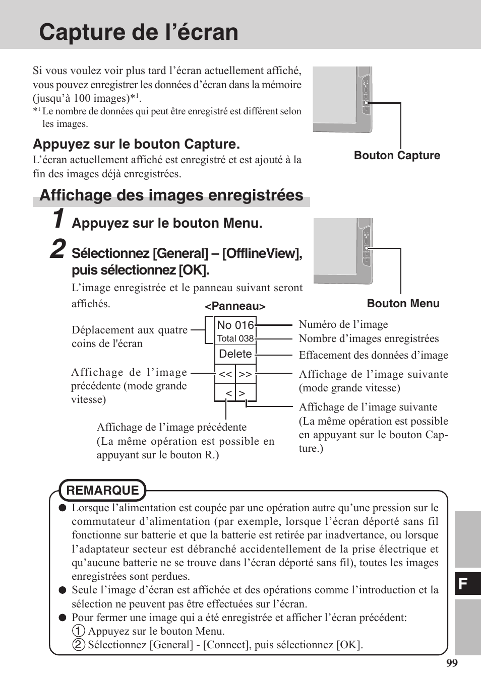 Capture de l'ecran, Capture de l’écran, Affichage des images enregistrées | Panasonic CF-VDW07BH User Manual | Page 99 / 104