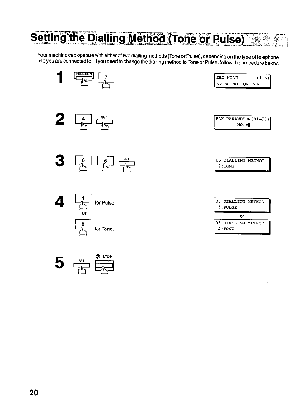 Settingithe diallingl/létl^itohém riilse) | Panasonic PANAFAX UF-321 User Manual | Page 22 / 110