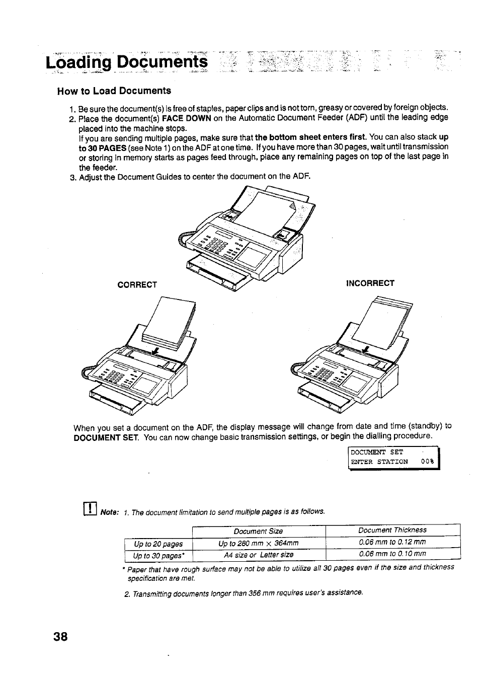 How to load documents, Loading documents | Panasonic PANAFAX UF-321 User Manual | Page 40 / 110