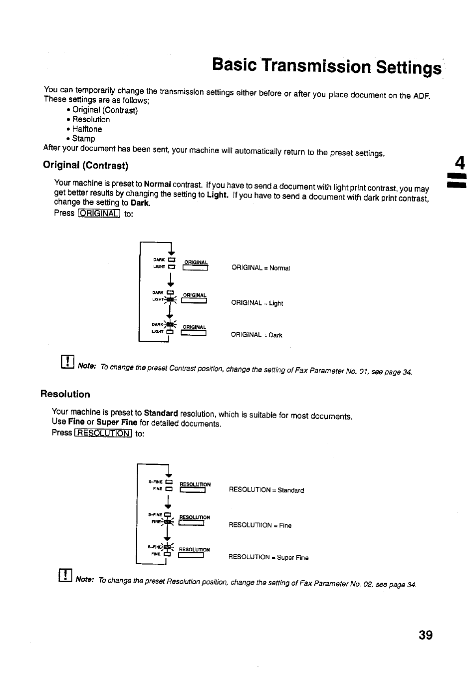 Basic transmission settings | Panasonic PANAFAX UF-321 User Manual | Page 41 / 110