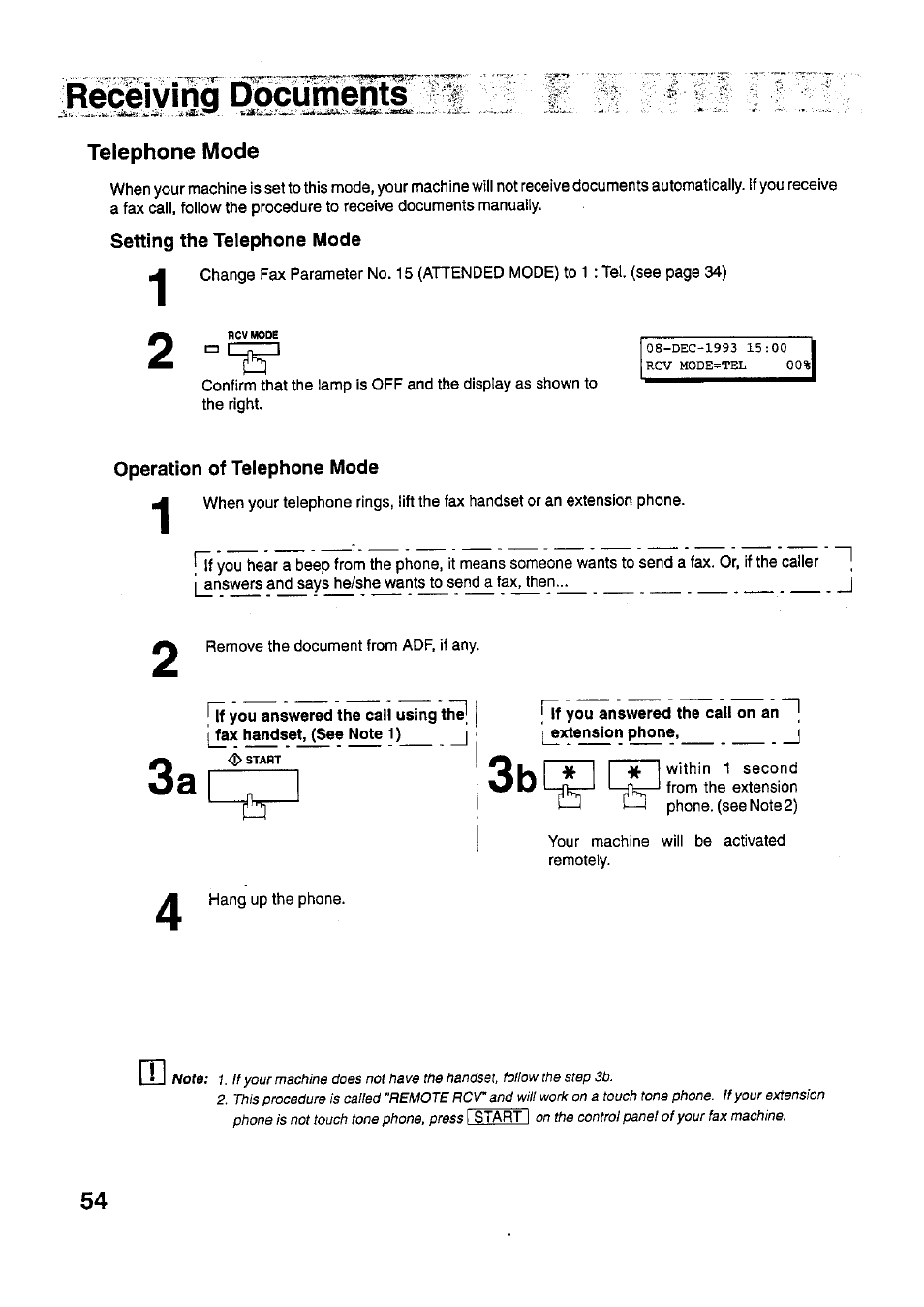 Setting the telephone mode, Operation of telephone mode, R^^lymg [^curwb^ti | Telephone mode | Panasonic PANAFAX UF-321 User Manual | Page 56 / 110