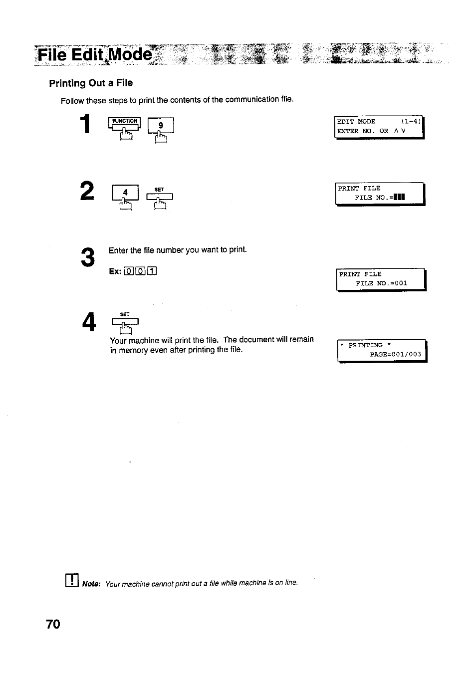 Printing out a file | Panasonic PANAFAX UF-321 User Manual | Page 72 / 110