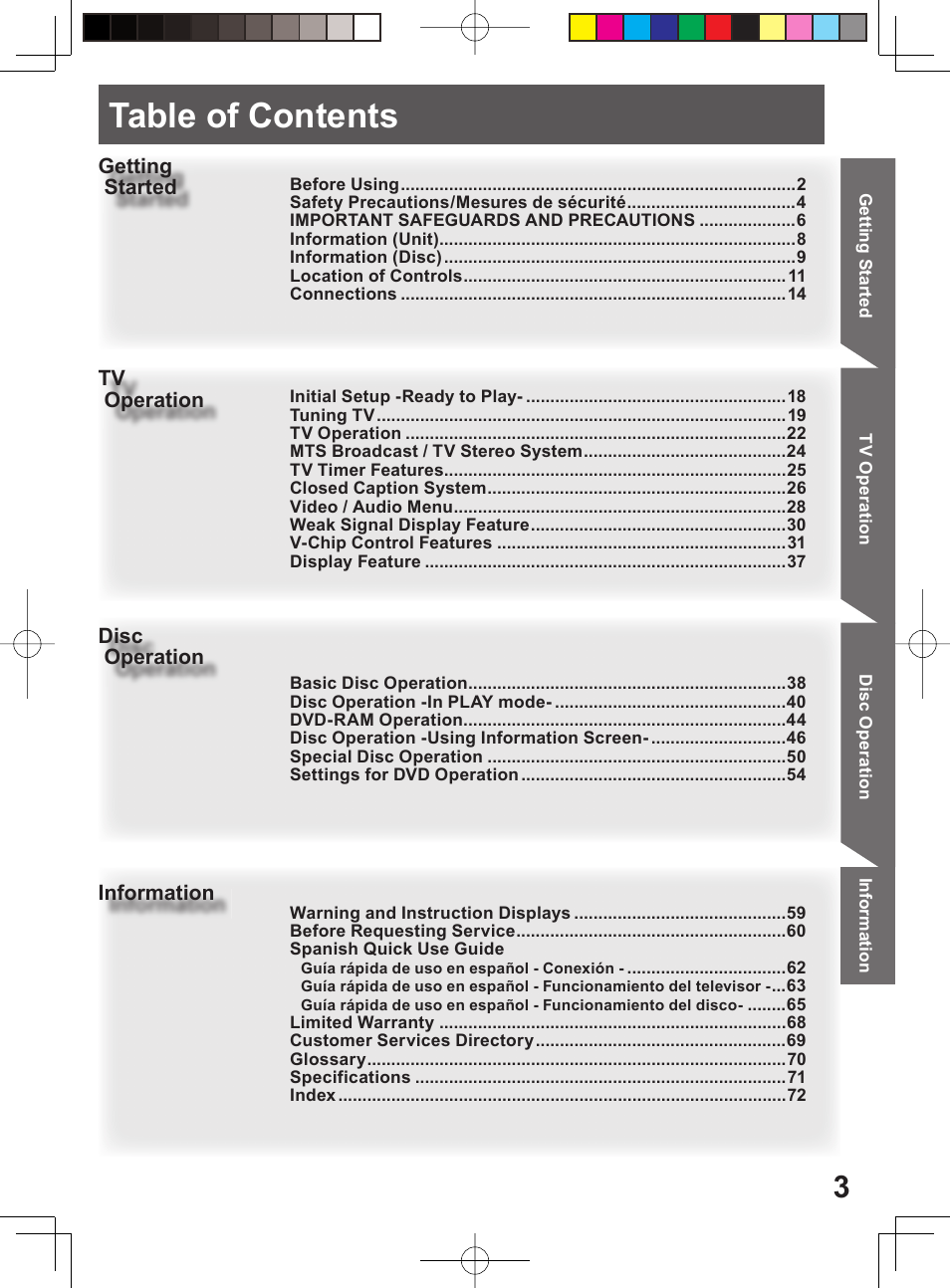 Panasonic PV 20DF64 User Manual | Page 3 / 76