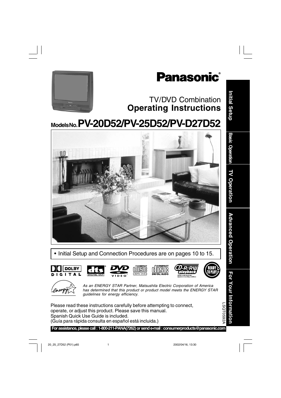 Panasonic PV 20D52 User Manual | 64 pages