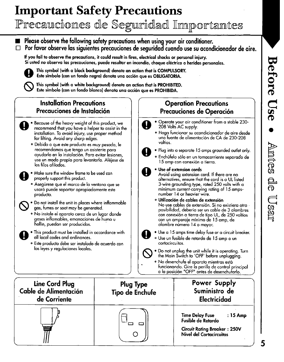 Important safety precautions, Firecaiiuicioees de seguodaid imruportaumtes | Panasonic CW-C200NU User Manual | Page 5 / 24