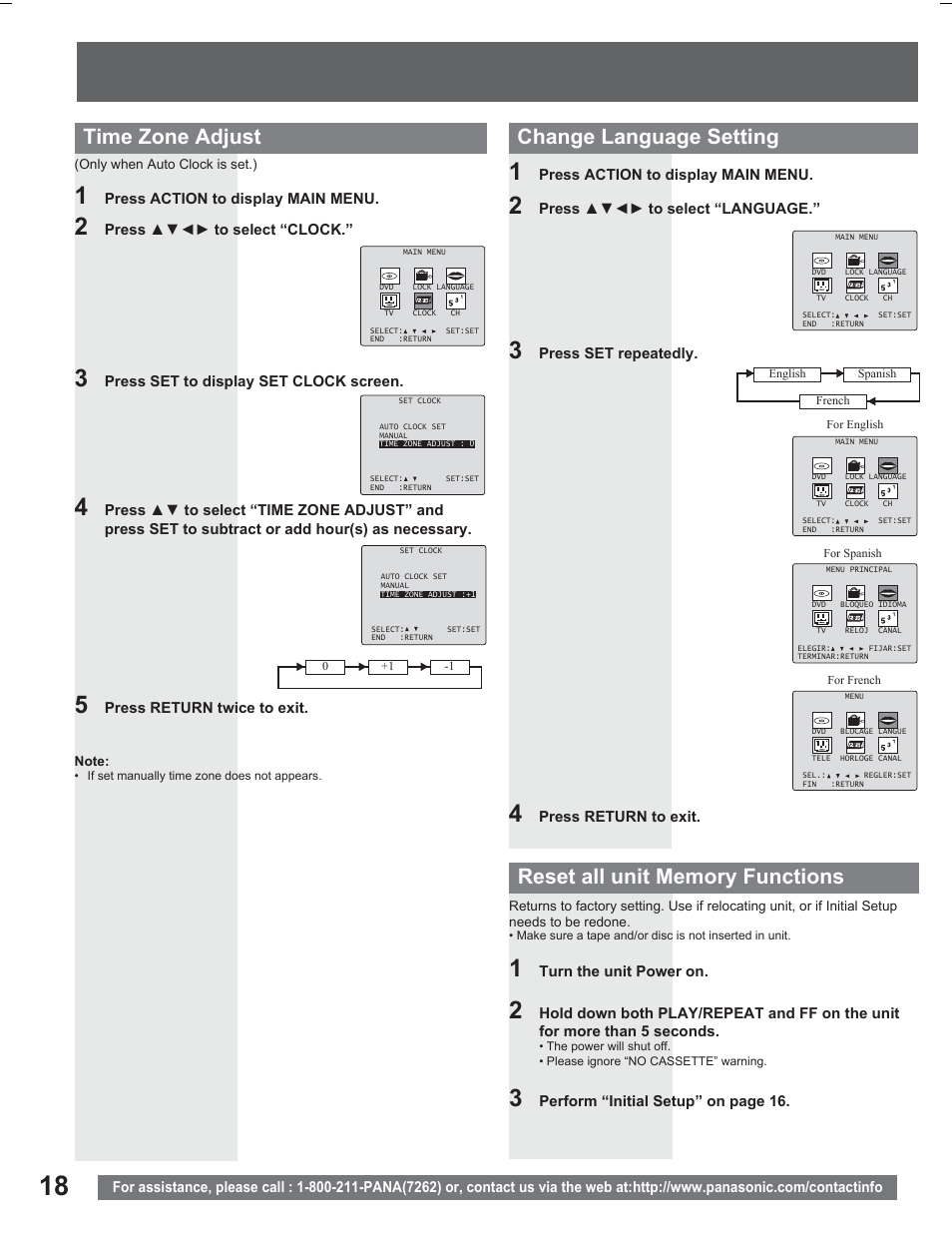 Time zone adjust | Panasonic PV DR2714 User Manual | Page 18 / 92