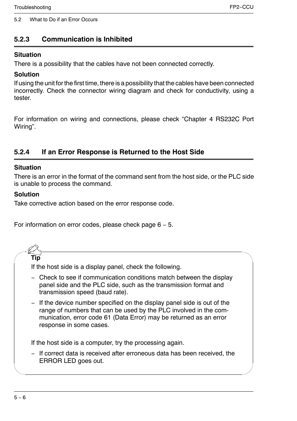 3 communication is inhibited | Panasonic FP2 User Manual | Page 42 / 56