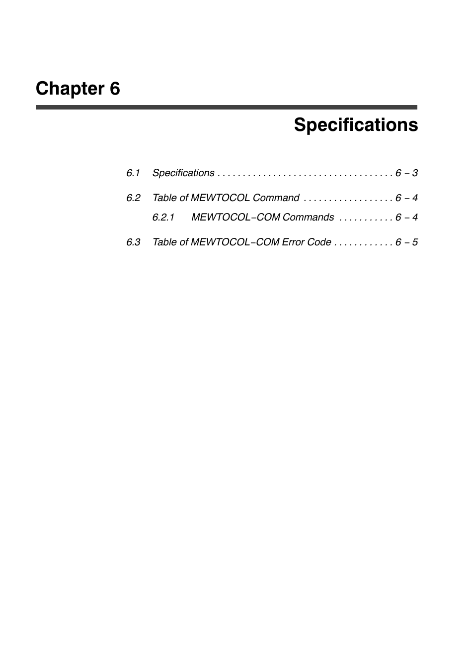 Chapter 6 specifications | Panasonic FP2 User Manual | Page 43 / 56