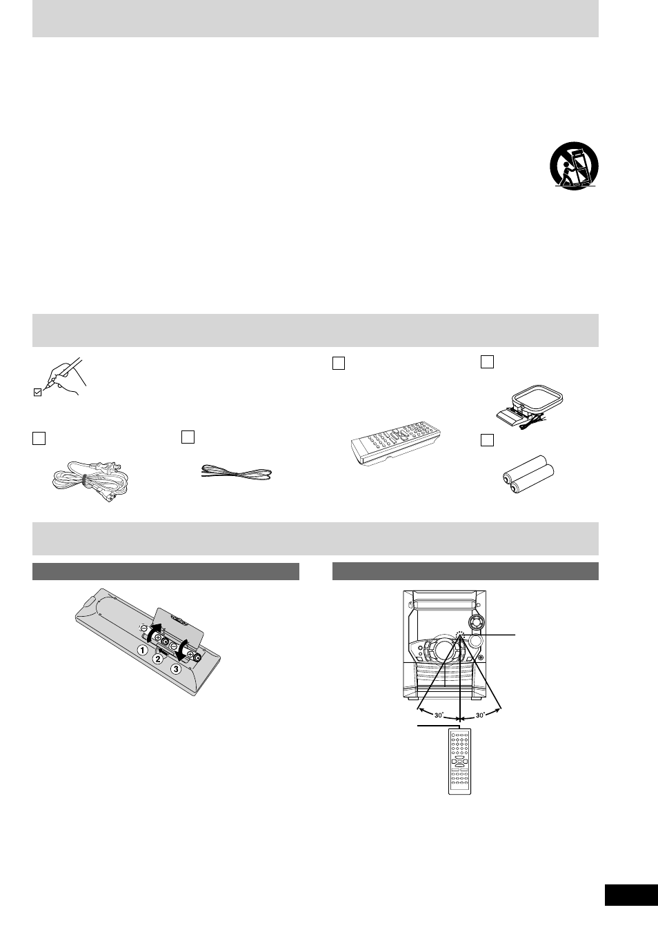 Important safety instructions, Supplied accessories, The remote control | Batteries | Panasonic SC-AK220 User Manual | Page 3 / 16