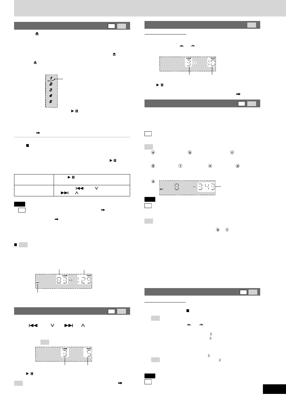 Basic play, Track skip play, Album skip play | Cd display, Starting play from a specific track | Panasonic SC-AK220 User Manual | Page 7 / 16