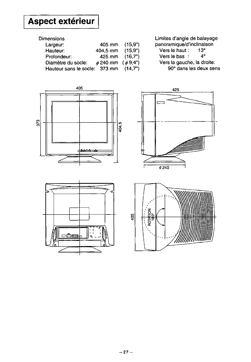 Aspect extérieur | Panasonic PANASYNC TX-D7F21 User Manual | Page 31 / 64